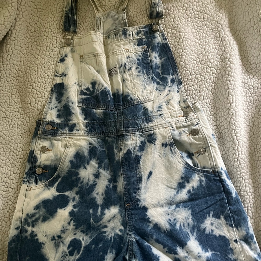 Levi's Blue and White Tie-Dye Overalls